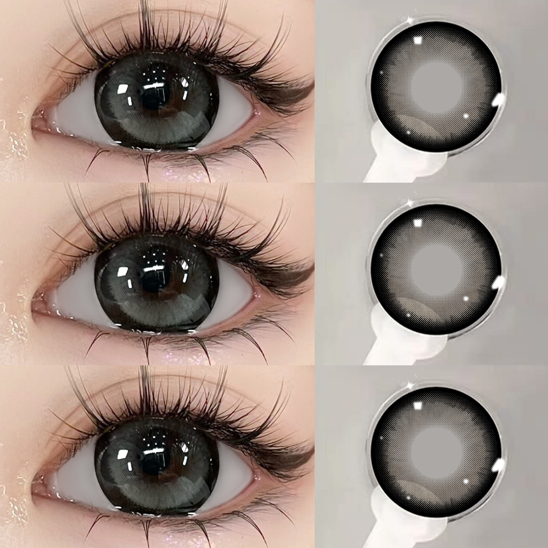 反叛黑灰欧巴兰美瞳半年抛水润舒适黑灰色大直径隐形眼镜dp