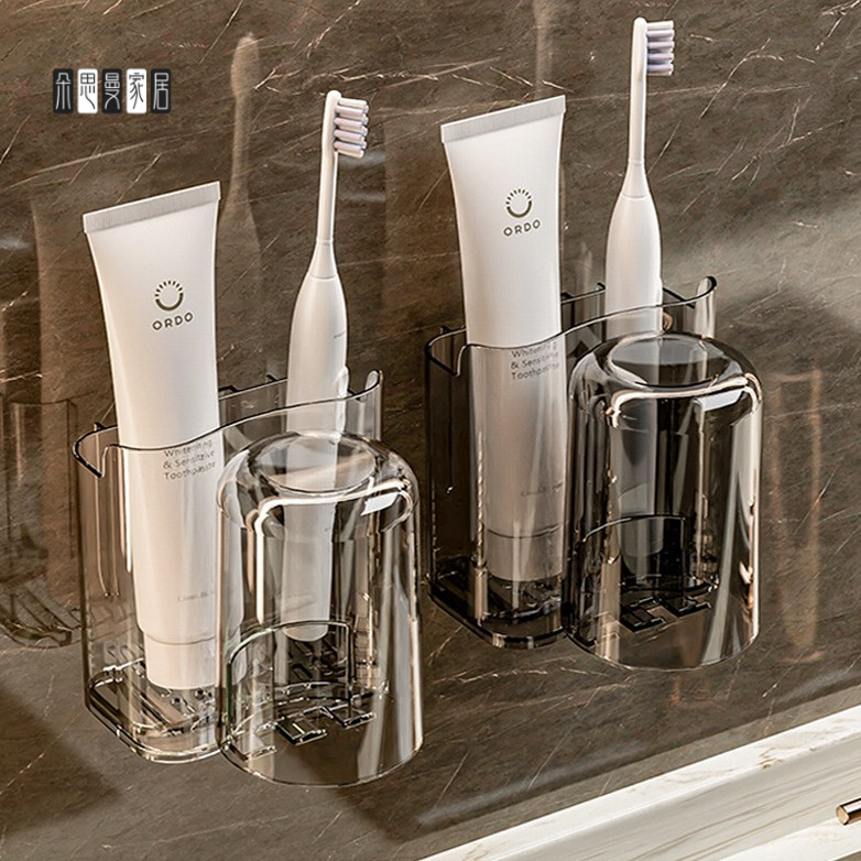 朵思曼牙杯置物架轻奢免打孔卫生间牙膏牙杯沥水卫浴收纳牙刷杯架