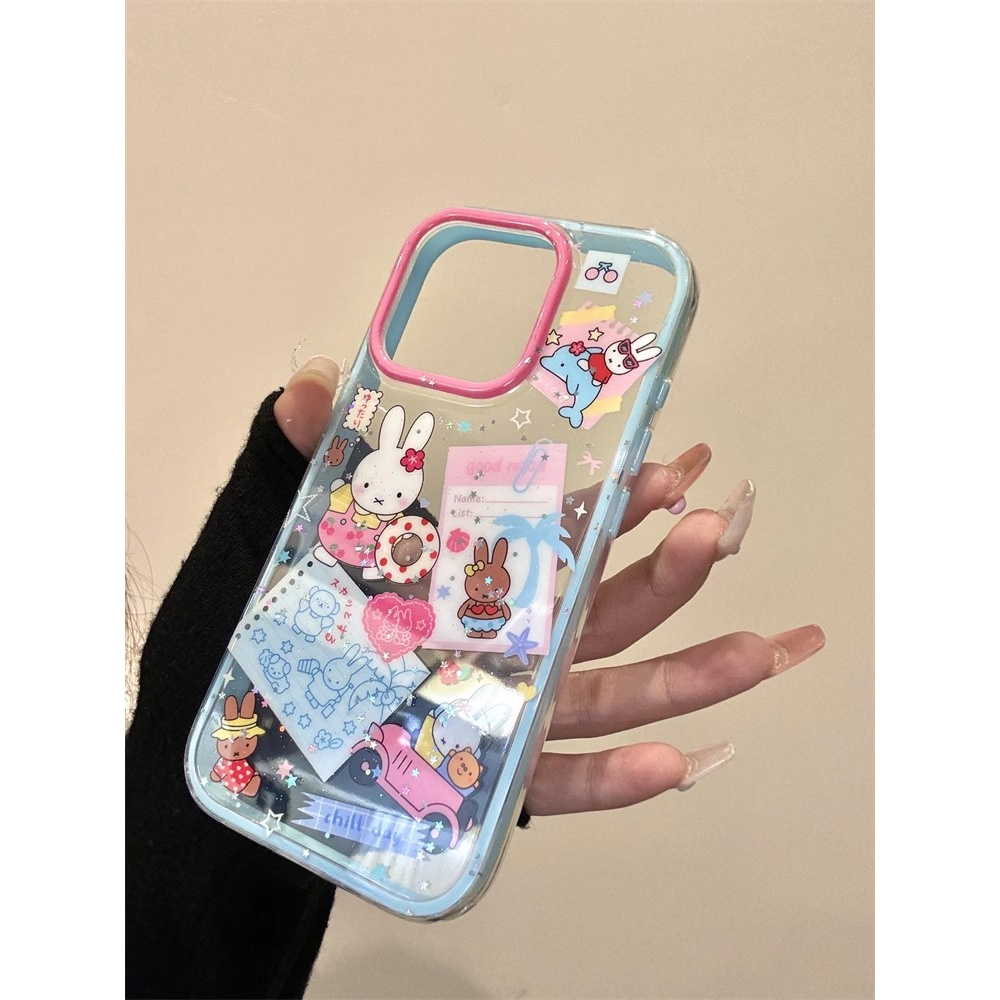 清透米菲兔适用苹果16promax手机壳iPhone15少女撞色壳13创意新款