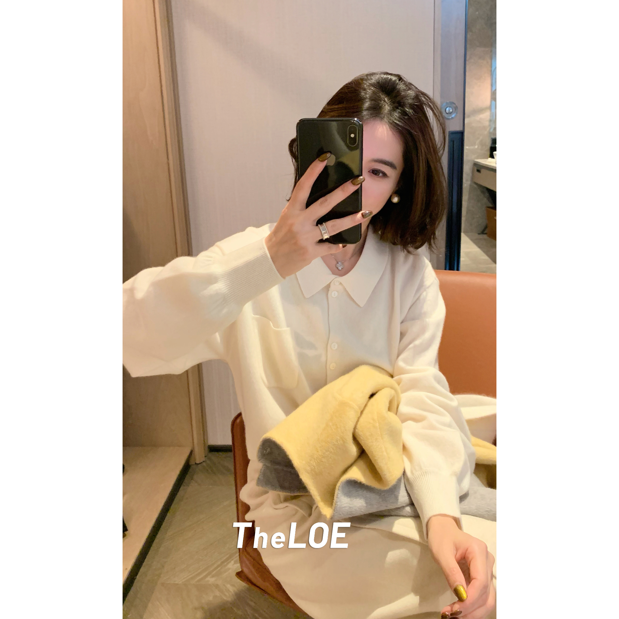 TheLOE/【大衣伴侣POLO领纯羊毛衬衫】减龄时尚针织衬衫#LE-2267
