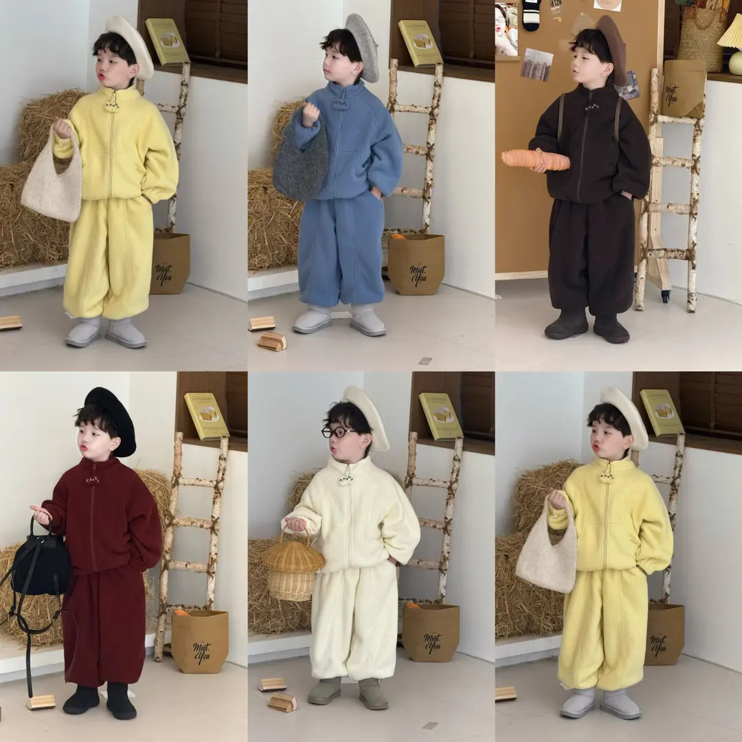 男童套装2025秋冬款韩版洋气儿童加绒加厚两件套宝宝保暖爆款童装