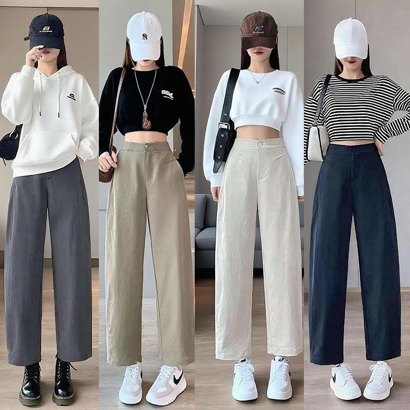 窄板镰刀裤【初秋新款】休闲高腰显瘦百小个子八分九分裤春秋