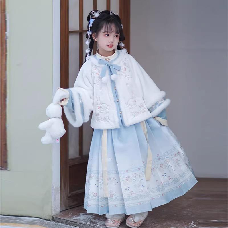 奥莱【专柜正品】女童汉服加绒拜年服秋冬款加厚中国风儿童古装唐装