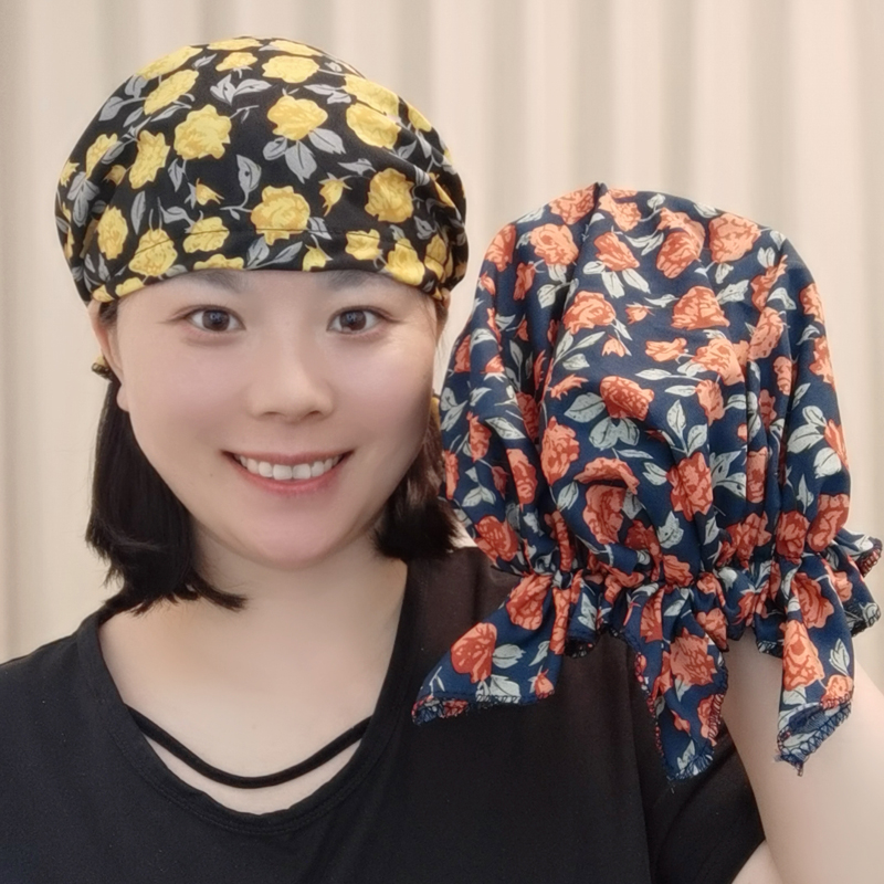 【小板】秋季新款包头帽子女洋气遮白发飘带帽薄布妈妈帽海盗帽