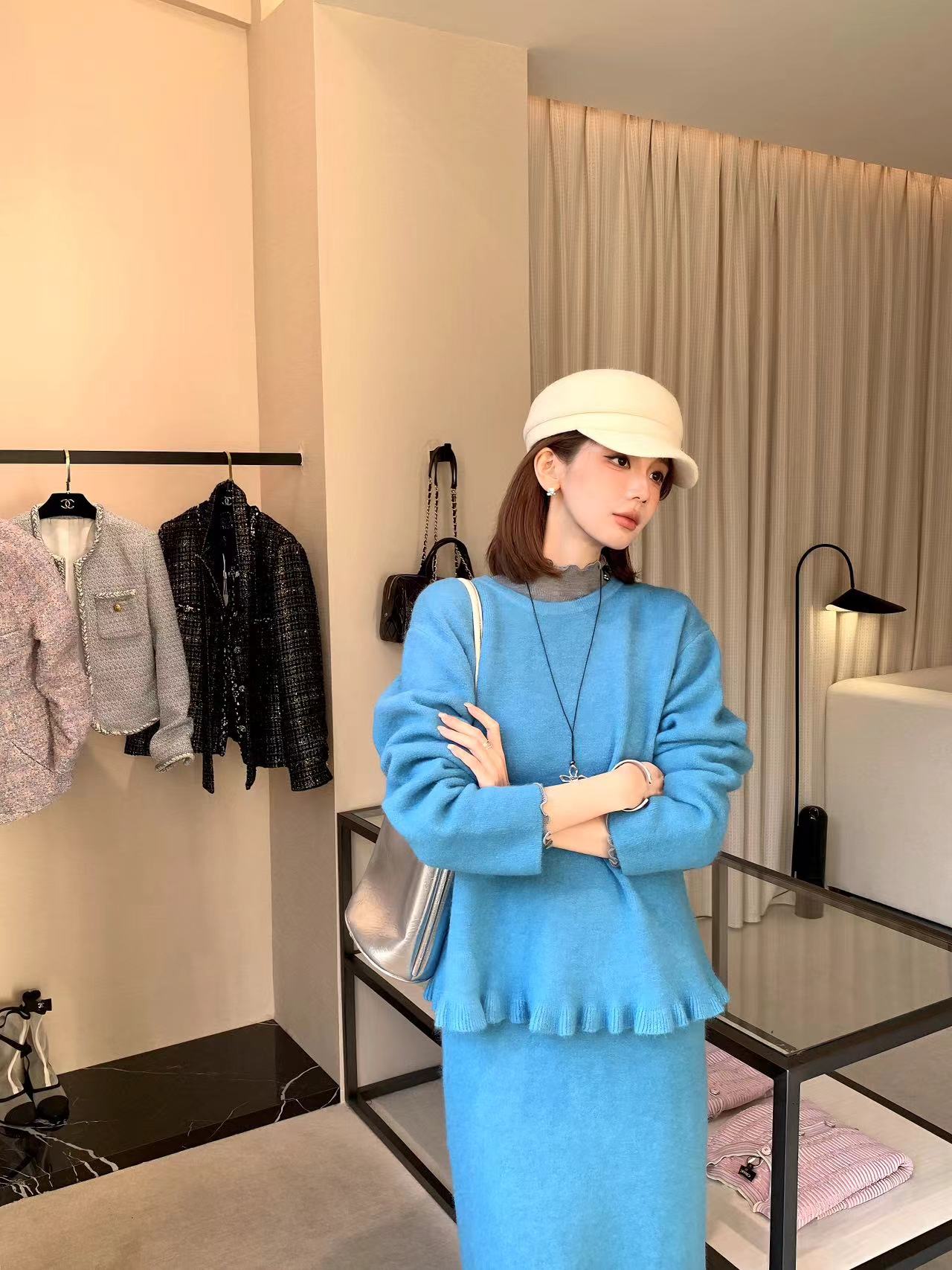 【芝士Cheese】安妮日记 休闲风时尚休闲圆领上衣+半裙两件套