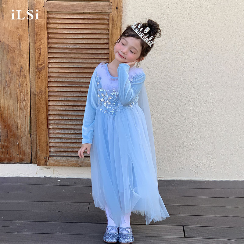 女童秋季连衣裙艾莎公主裙子儿童冰雪奇缘爱莎裙宝宝生日春节礼服