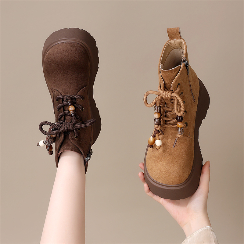 超火复古系带勃肯短靴女2025年秋冬新款厚底增高舒适不累脚马丁靴