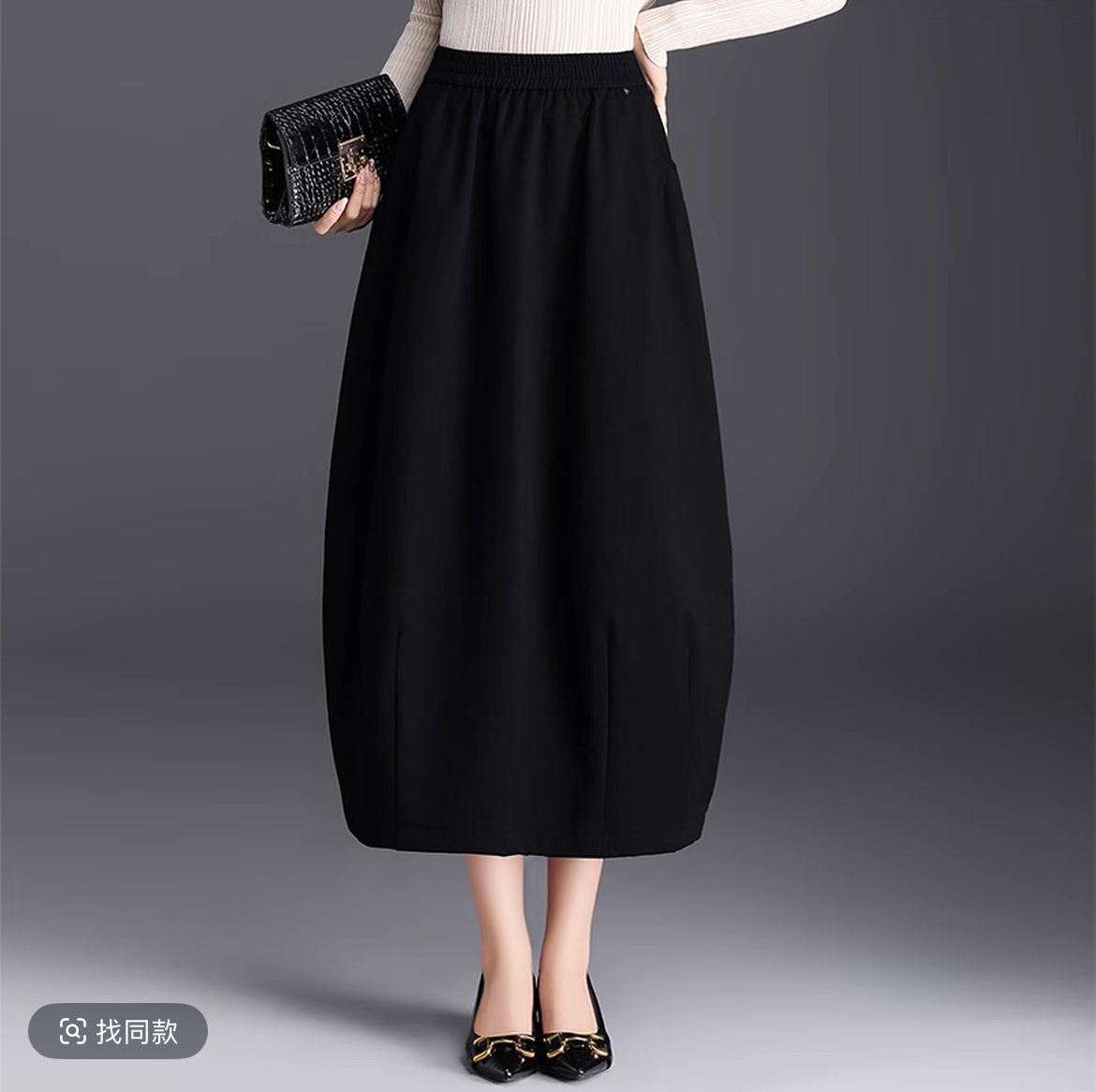 2025年秋季高腰A字气质不挑身材百搭显瘦休闲口袋工装花苞半身裙