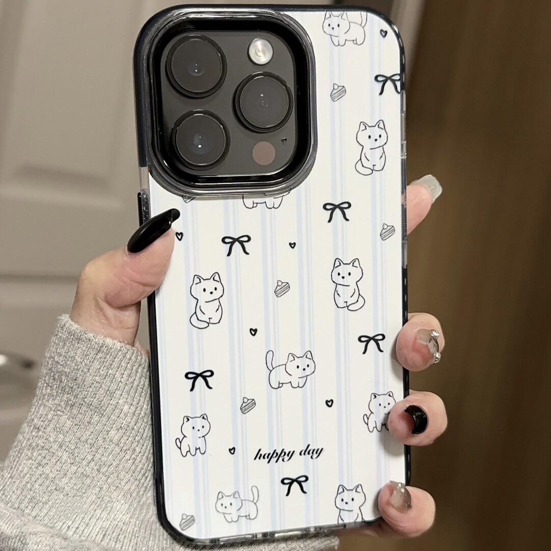 可爱条纹猫适用苹果16promax手机壳iphone15卡通13小众12高级11女