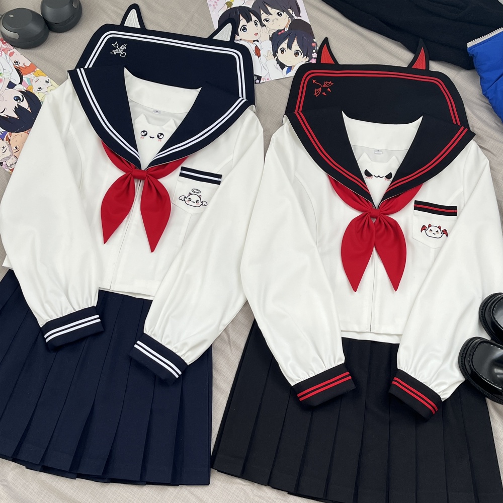 知半城正版原创jk小恶魔天使双子可爱幼稚园水手服萌系制服套装女