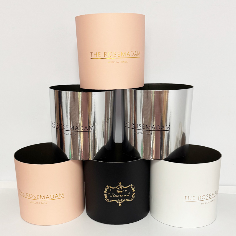 圆形防水抱抱桶银色镜面鲜花花束包装盒情人节套二四花店插花材料