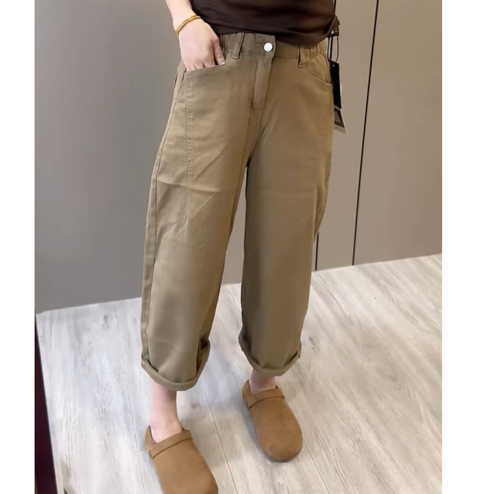 2025年秋季新款九分裤哈伦牛仔裤子女薄款高腰显瘦夏休闲裤工装裤