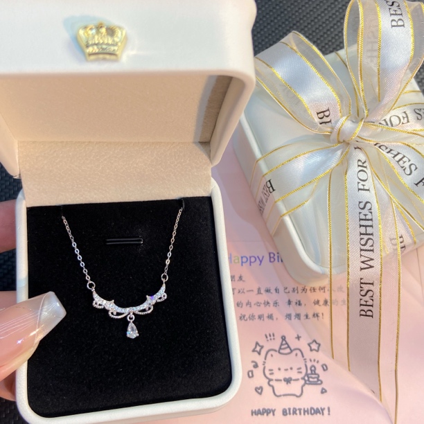 坠链均足银 999纯银蕾丝之翼项链女轻奢小众高级感送闺蜜生日礼物