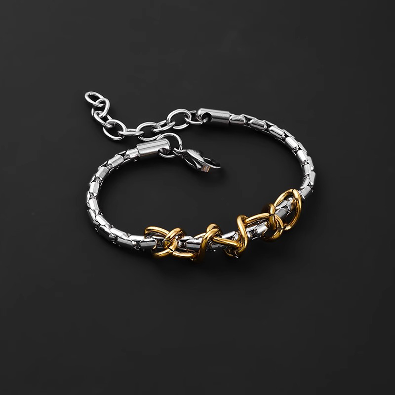 钛钢手链 轻奢设计感金色缠绕手链男生个性手串手环高级感手饰ins