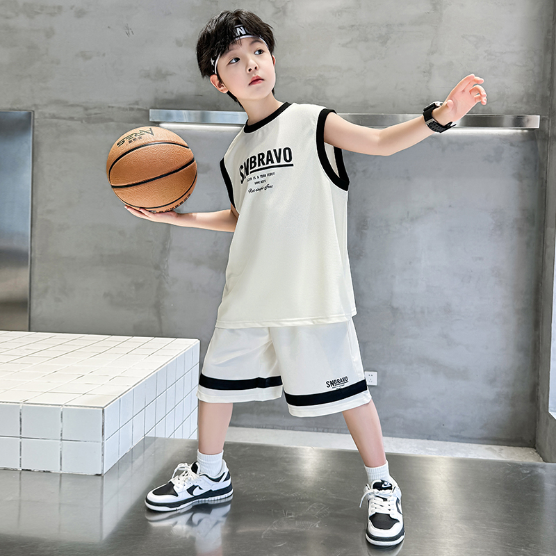 儿童装男童夏装无袖套装2025新款夏季中大童速干背心夏款运动球服