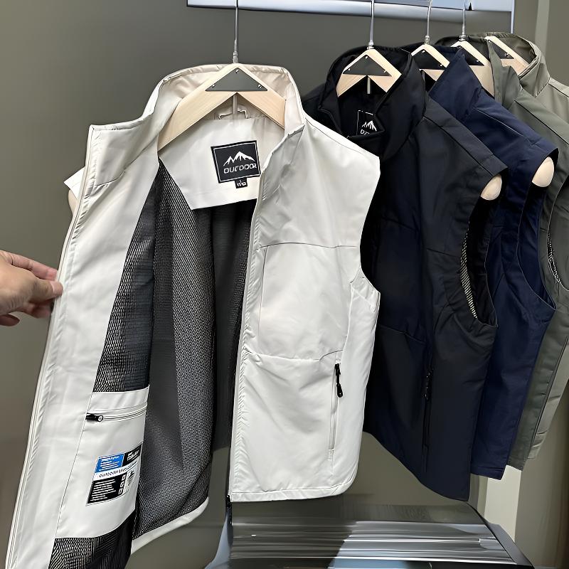 欧美户外运动防风防水立领工装马甲男士春季百搭休闲潮流无袖背心