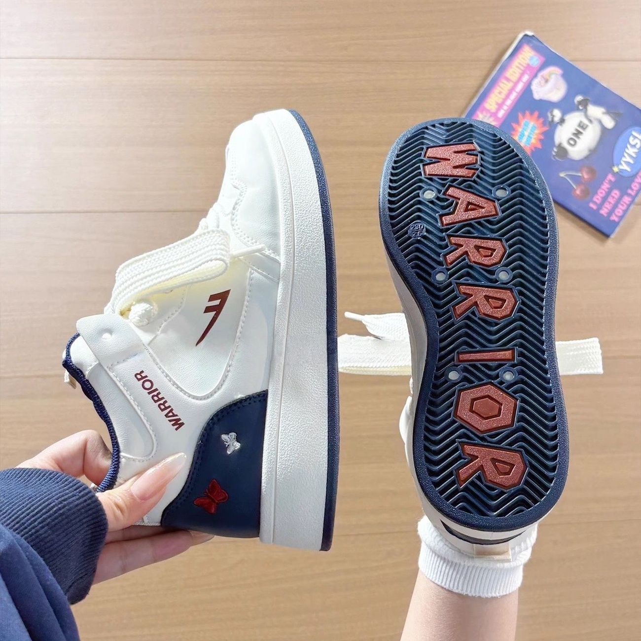 回力蝴蝶刺绣高帮小白鞋女2025秋季新款原创韩版百搭厚底休闲板鞋