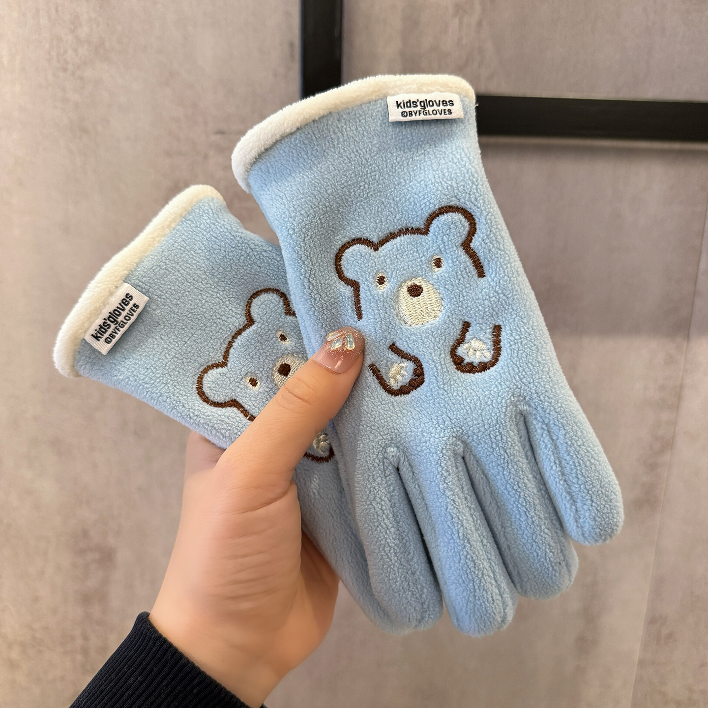 7-13岁儿童手套秋冬季保暖防寒男女童骑车加绒薄款小学生防冻五指