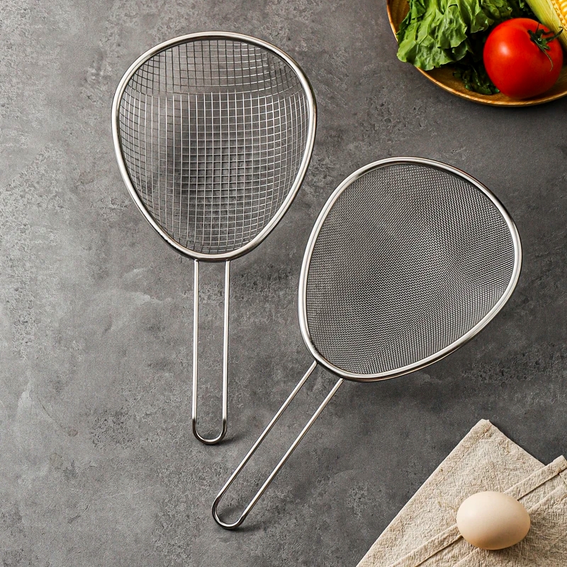 304不锈钢漏勺家用厨房漏网勺笊篱短柄细网捞面勺豆浆过滤网筛