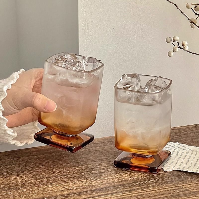 高颜值小众设计中古拉德玻璃杯ins家用鸡尾酒气泡水杯果汁杯JJH