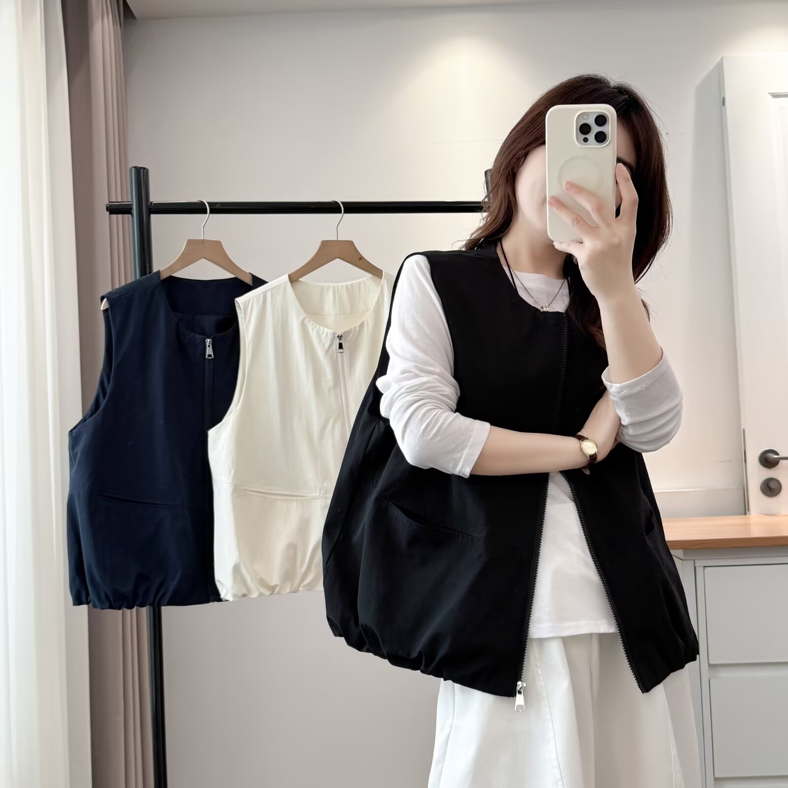 110-200斤秋季2025大码洋气百搭宽松显瘦遮肉减龄叠穿外套女马甲