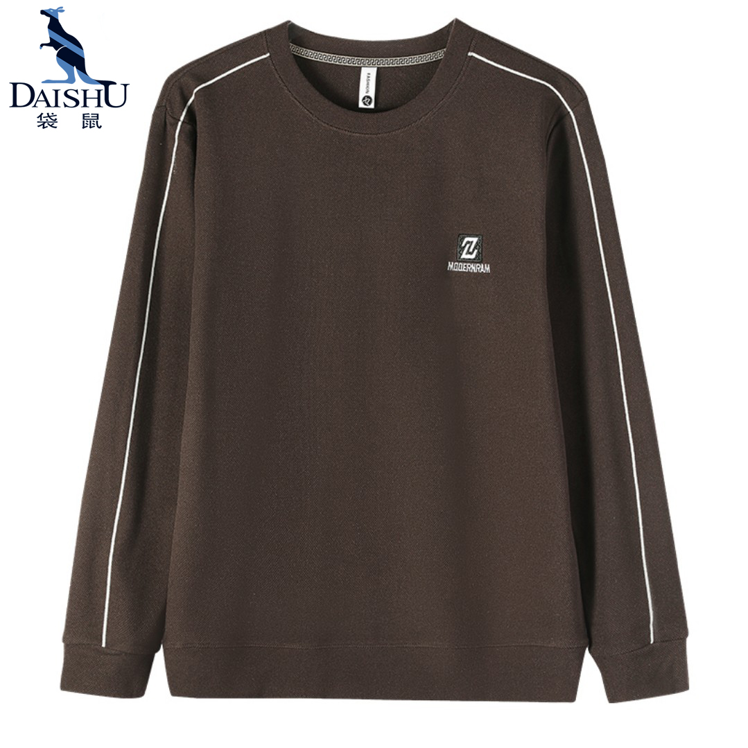 袋鼠【刺绣款】德绒卫衣双面秋冬季潮休闲秋季男圆领内搭外套保暖