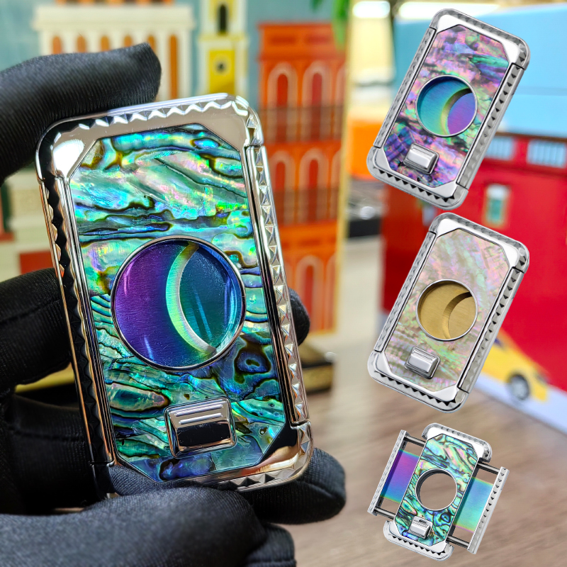 包邮 Lafuli雪茄剪 贝母镶嵌便携式 锋利半自动雪茄剪 不锈钢