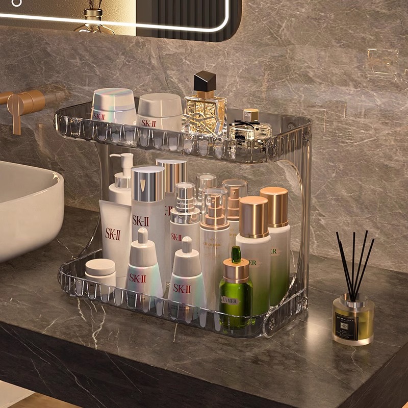 桌面浴室用护肤品收纳架子洗漱台面化妆品收纳盒轻奢卫生间置物架