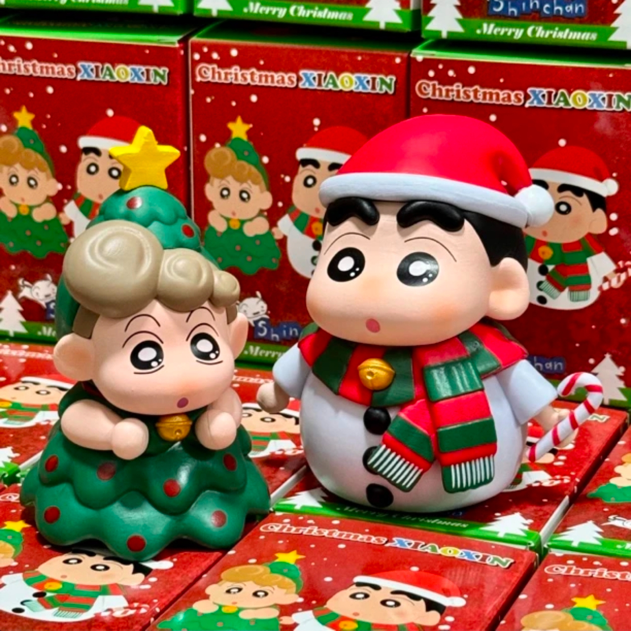 蜡笔小新小葵圣诞限定创意潮玩装饰车载摆件可爱卡通送人圣诞礼物