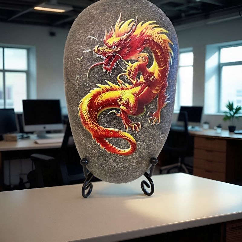 十二生肖龙室内石头画新现代入门酒柜全套新中式客厅家和万事兴