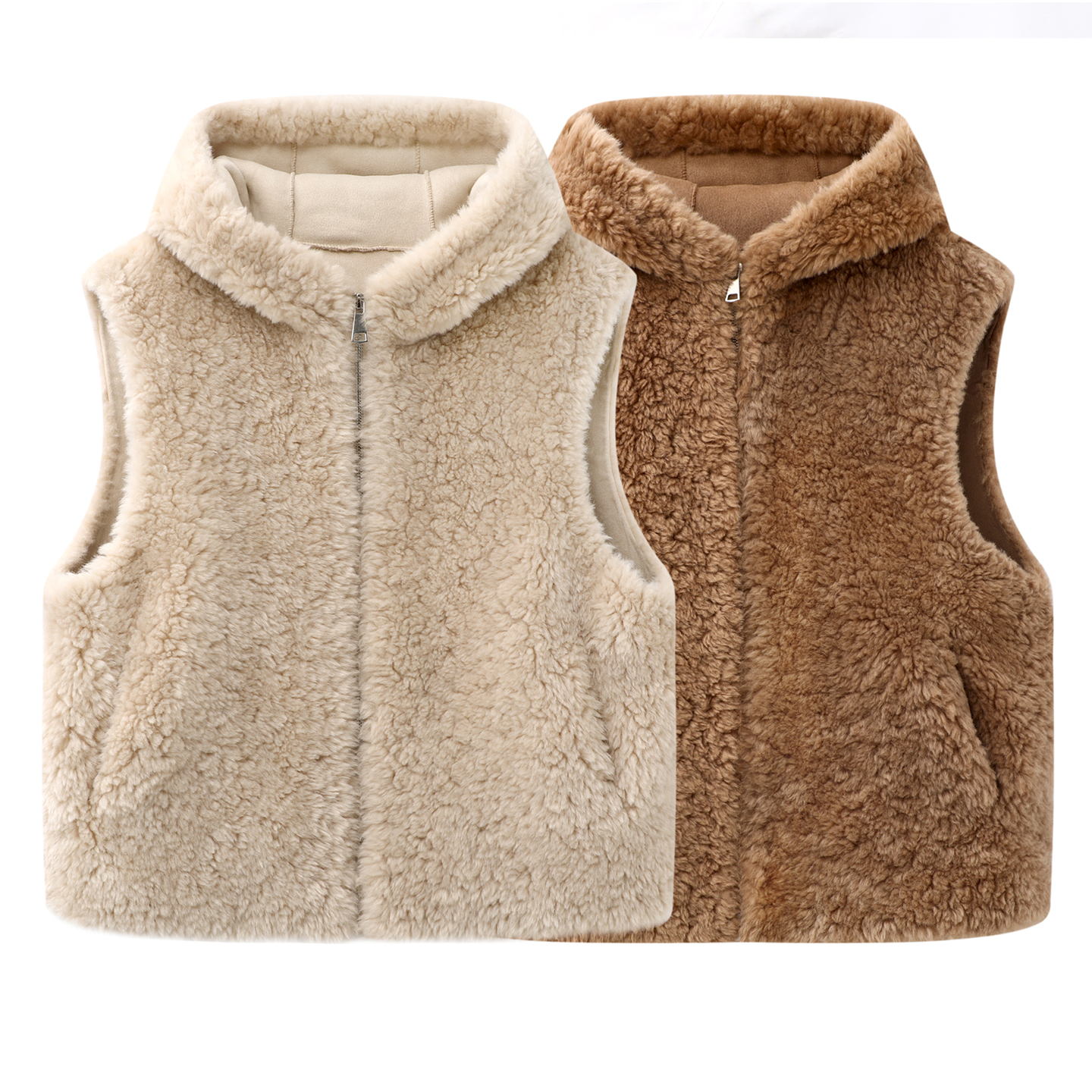 仿羊羔毛连帽马甲背心女秋冬新款休闲百搭宽松无袖外套