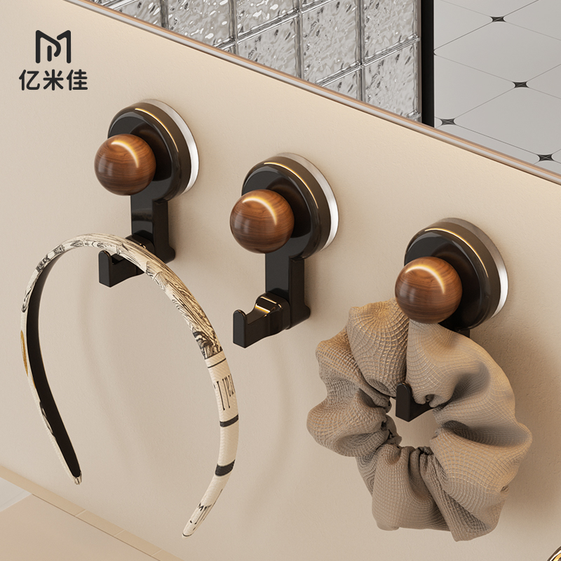 中古风吸盘挂钩玄关门后吸盘免打孔承重挂钩收纳神器入户门后粘钩