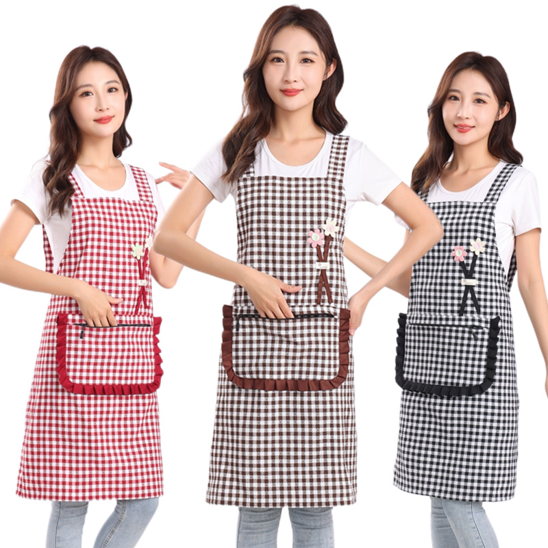 时尚棉布围裙厨房专用家用做饭围腰耐脏透气上班干活洋气工作服女