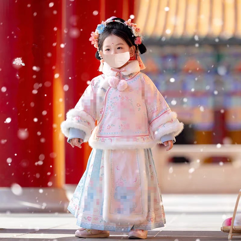 2025冬季加绒女童拜年服中国风民族宝宝汉服气质加厚秋冬冬款