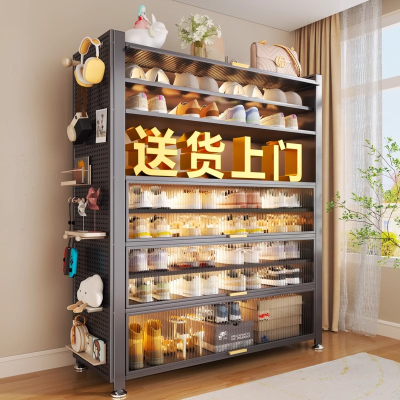 钢制鞋柜家用门口鞋架收纳柜一体靠墙爆款入户多层室内柜玄关碳钢