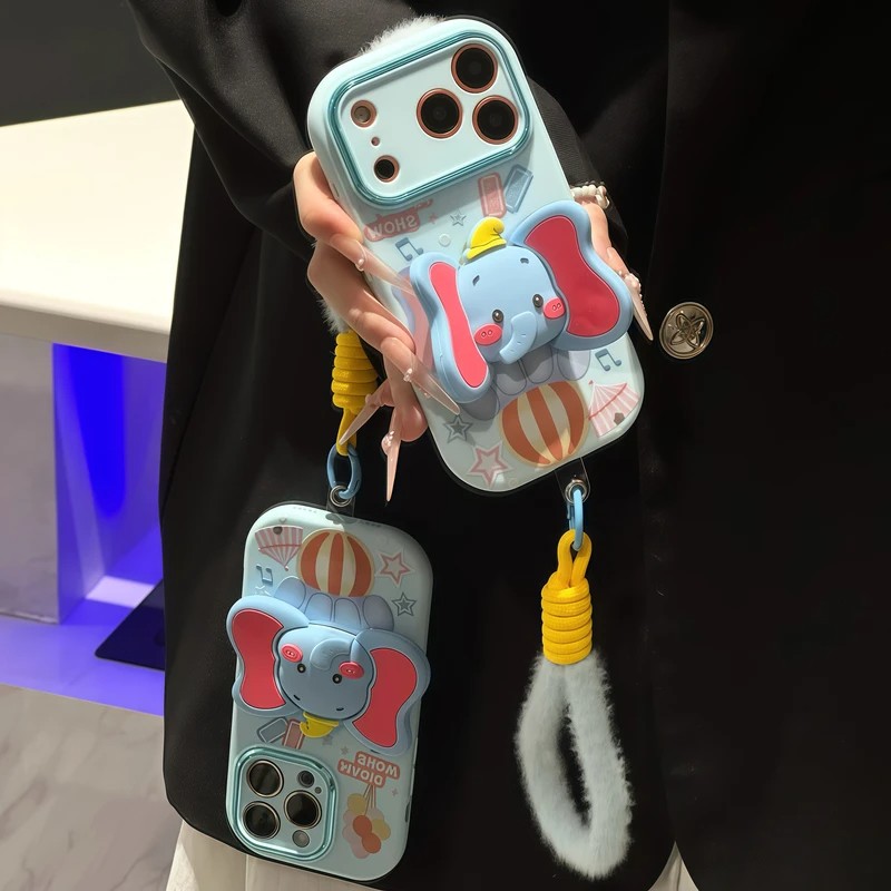 立体小象挂绳大胖子适用苹果17手机壳iphone16小米14vivoppo华为