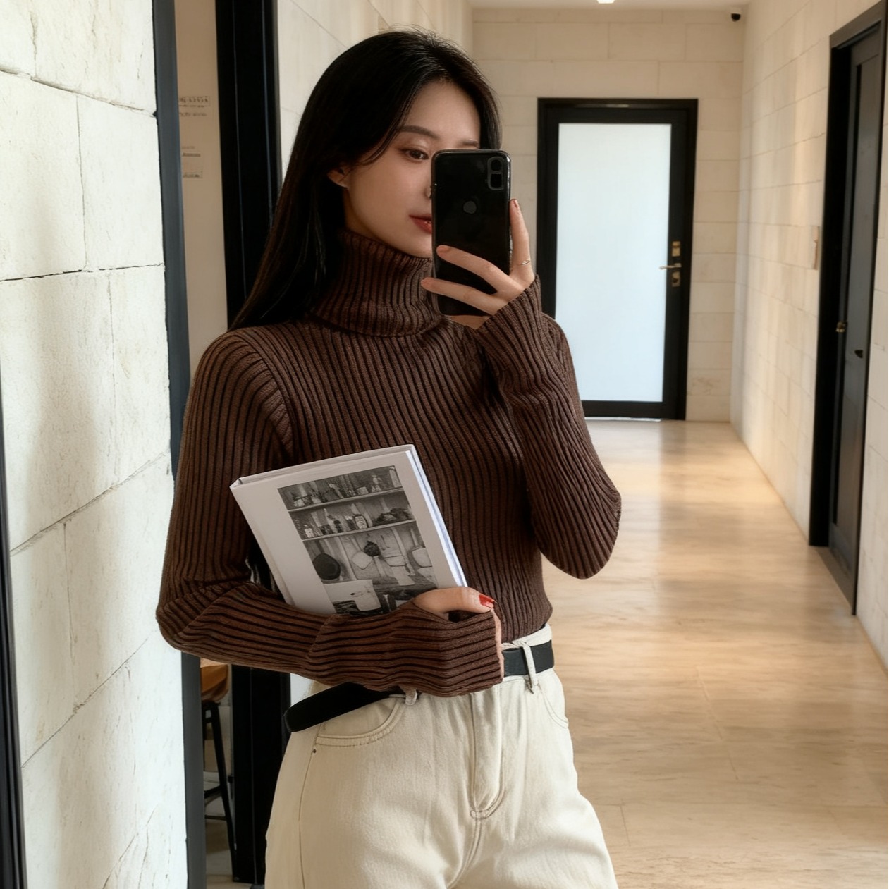 百搭秋冬内搭针织长袖韩系高高智感穿搭韩系半高领内搭针织衫