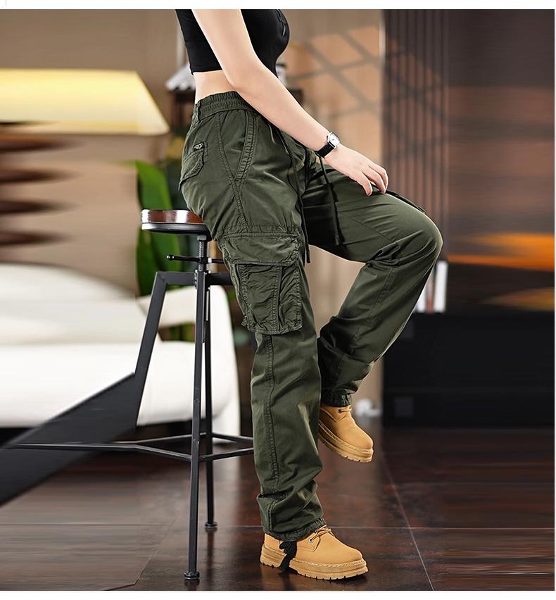 美式复古口袋休闲工装裤子男女2025秋冬加绒弹力休闲简约直筒长裤