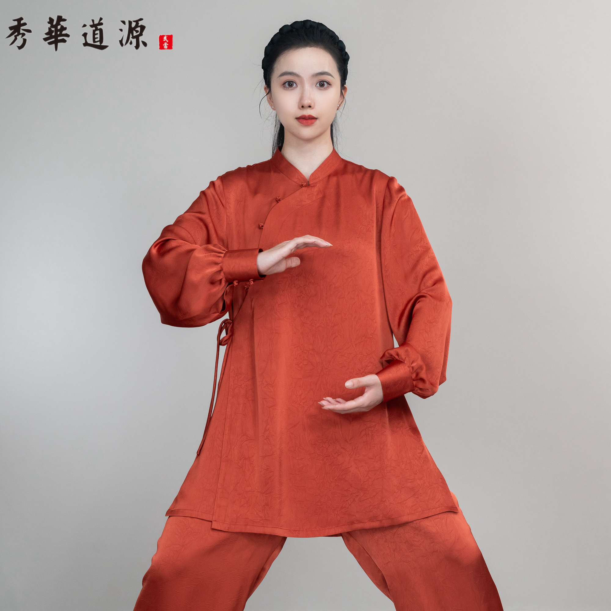 春秋女款斜襟绑袖（重磅醋酸暗纹）太极服练功服武术表演服