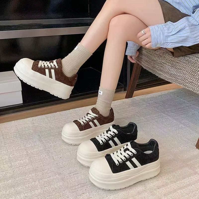 欧货2025秋季新款厚底增高百搭板鞋时尚潮流女ins潮小个子休闲鞋