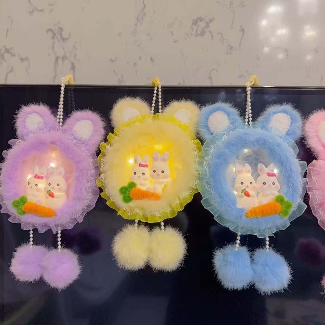 【班班精选】迎中秋贺新春可爱兔子窝窝毛绒兔子灯手提花灯制作材料