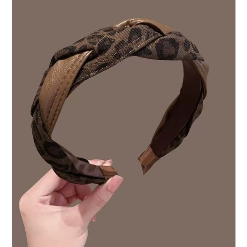 2025秋冬新款豹纹编织发箍女高级感头箍高颅顶洗脸压发卡百搭发捆