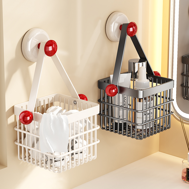 废弃洗脸巾收纳盒壁挂吸盘卫生间浴室擦脸巾收纳沥水篮台面置物架