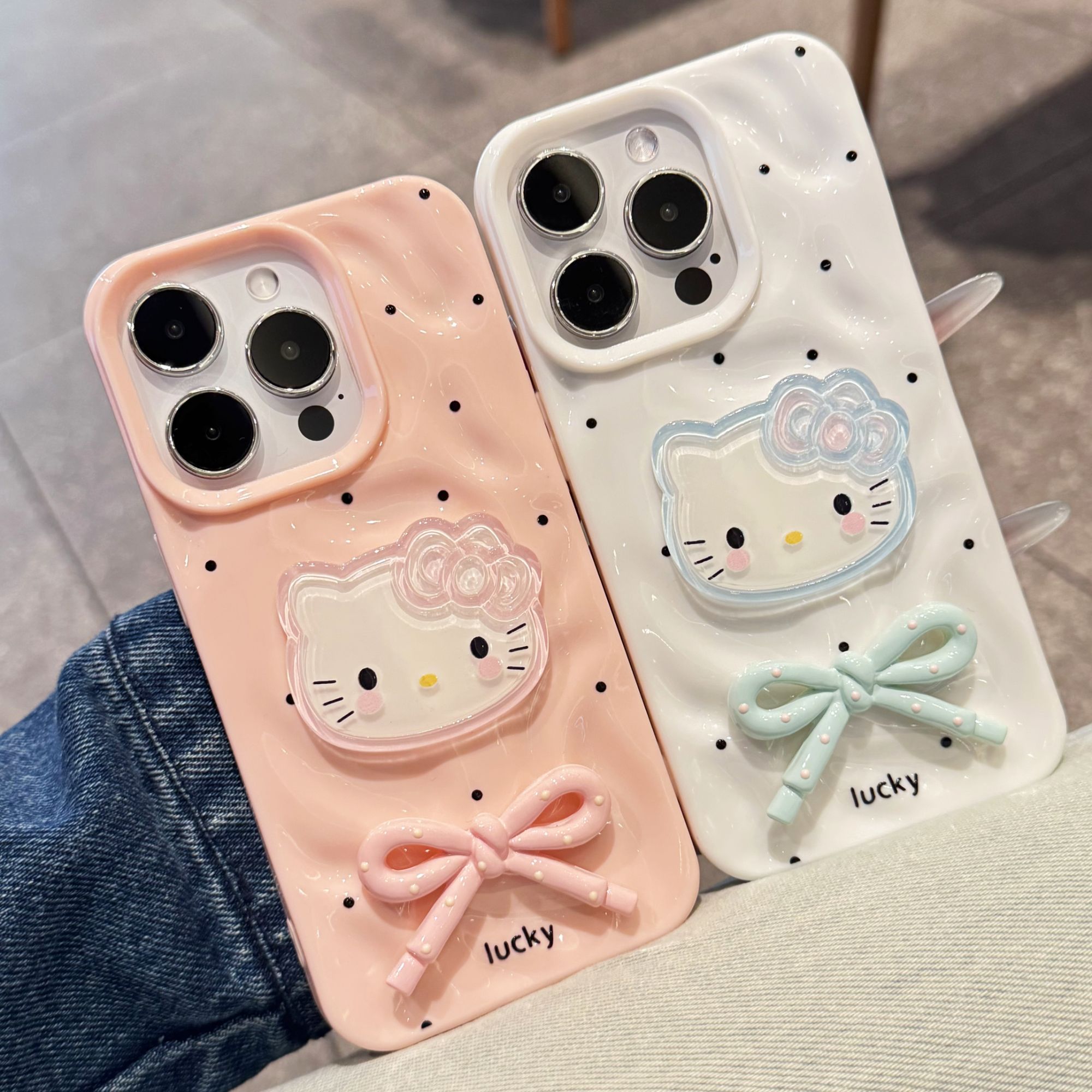 SMBLCE立体蝴蝶结kt贴片适用苹果16陨石纹15手机壳iPhone14/13/12