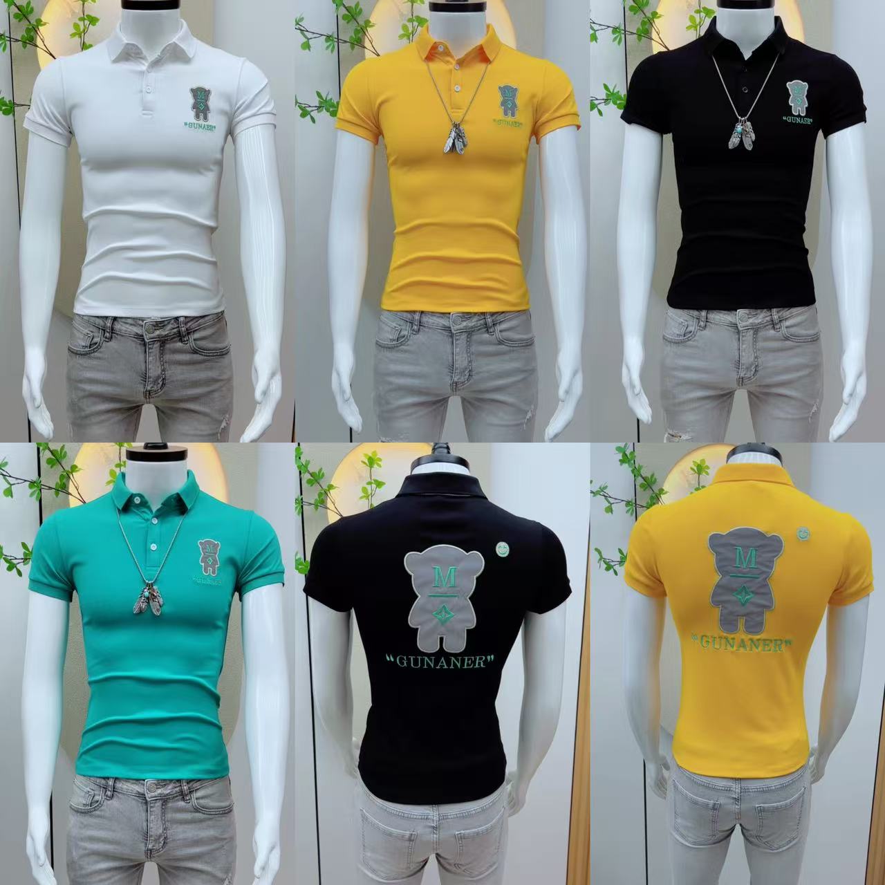 潮牌个性刺绣夏季POLO衫网红时尚修身翻领短袖潮流男士