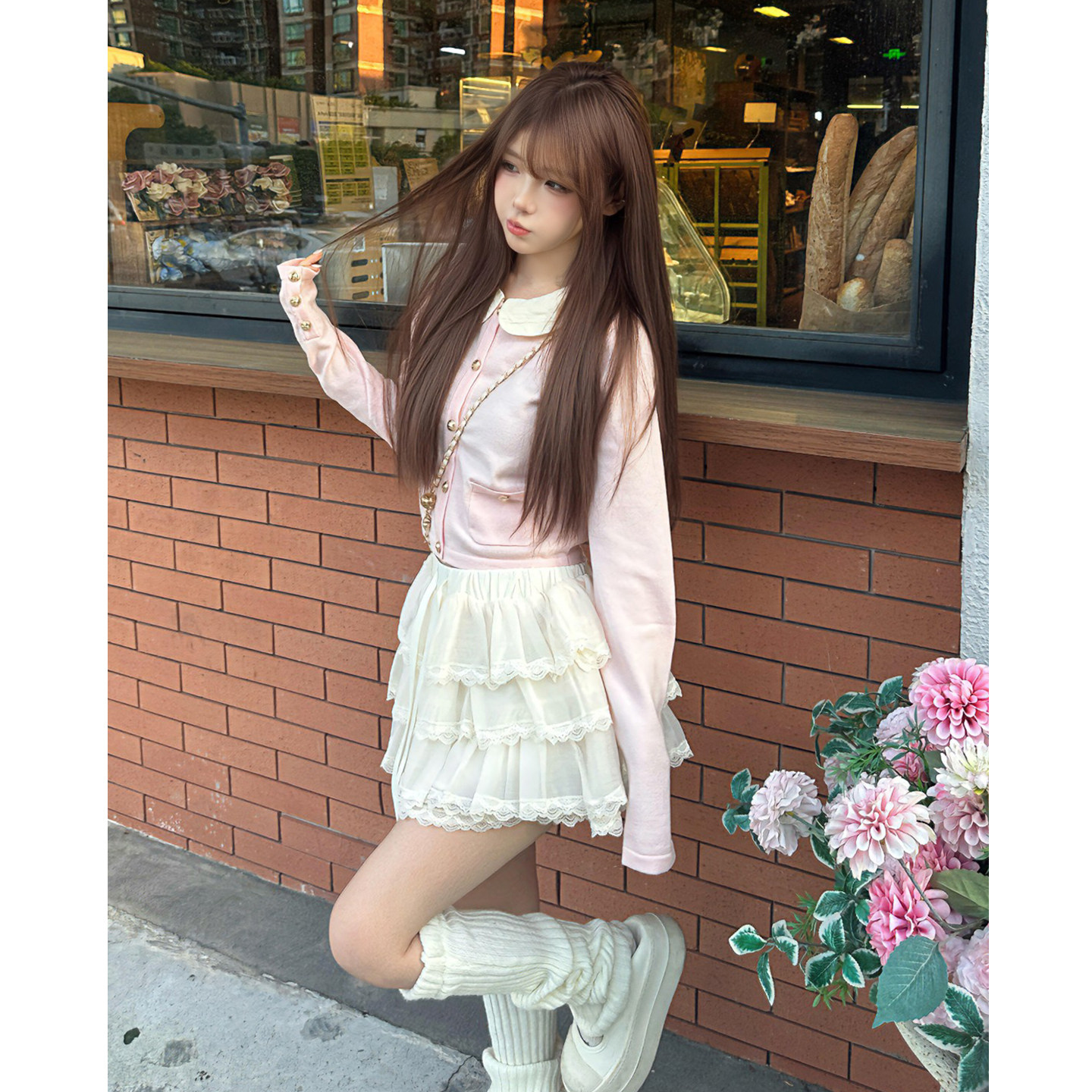 少女感层层荷叶边蛋糕裙女2026春季新款甜美高腰蕾丝网纱蓬蓬短裙