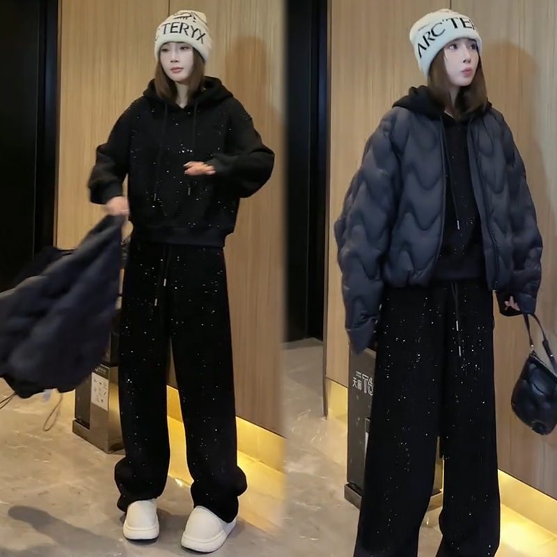 2025秋冬新款时尚显瘦气质网红高档套装女高级百搭宽松大码三件套