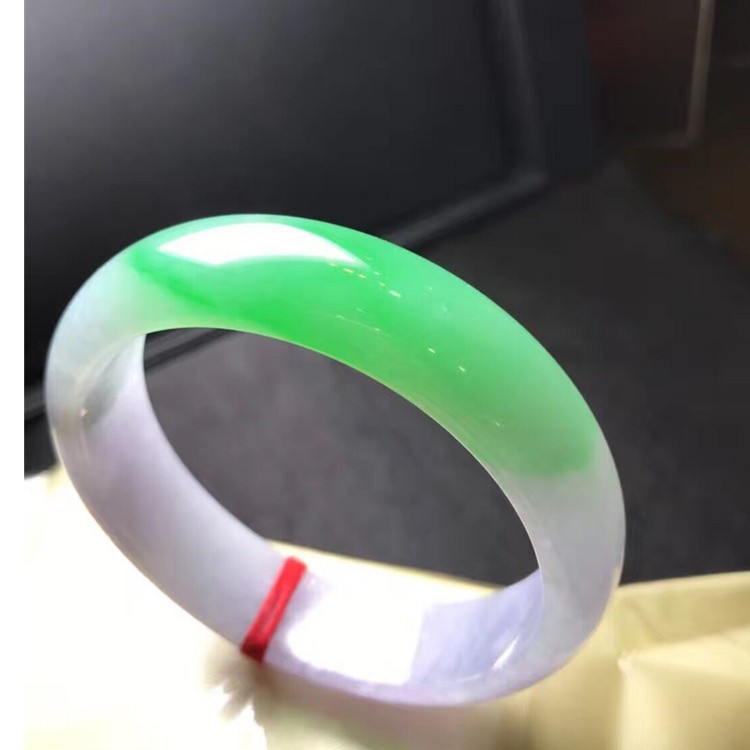 缅甸翡翠糯种紫春彩手镯飘花宽细翡翠手镯礼手镯小众贵气珠宝礼物