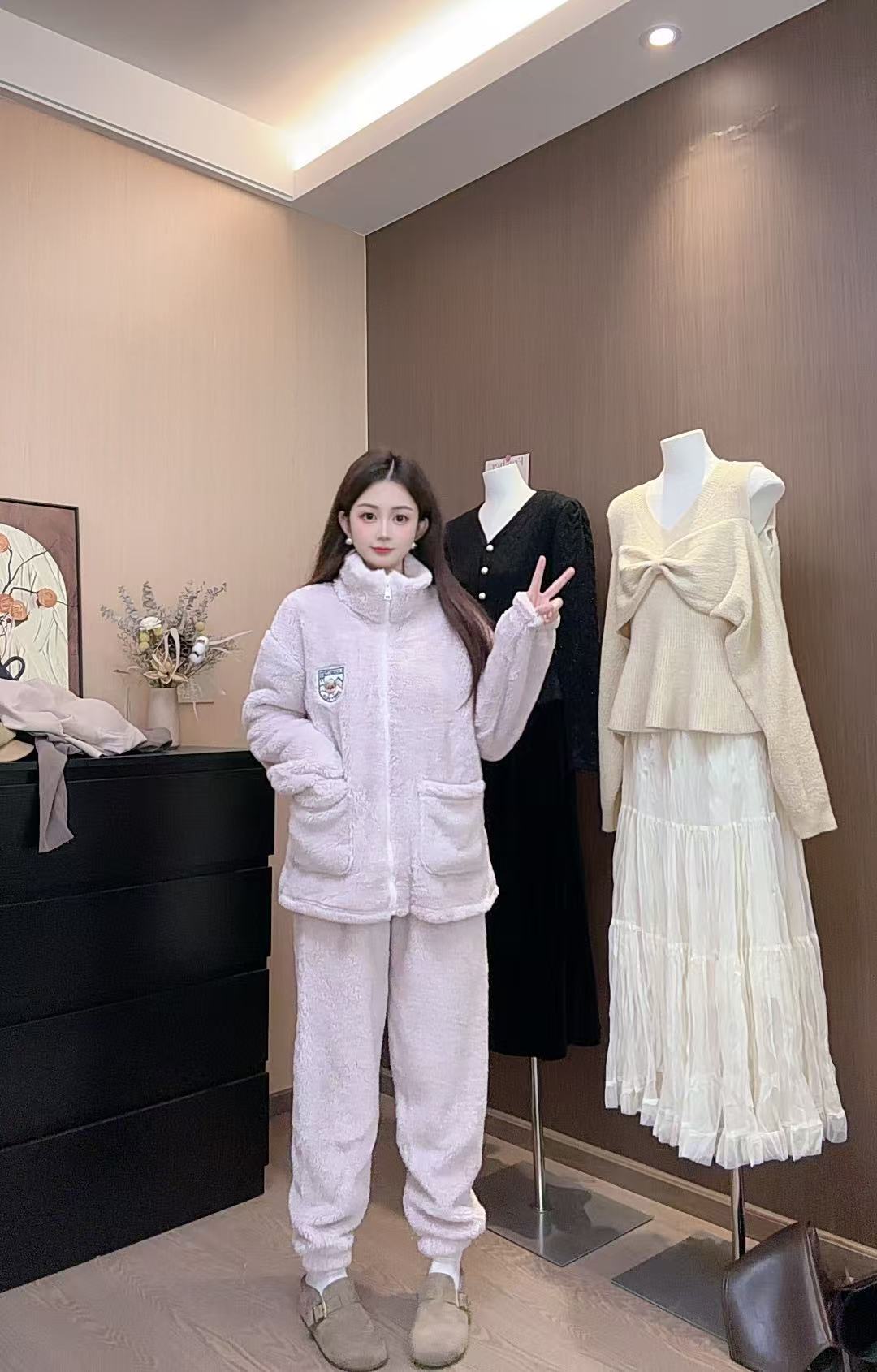 小熊睡衣保暖家居服珊瑚绒套装-99018