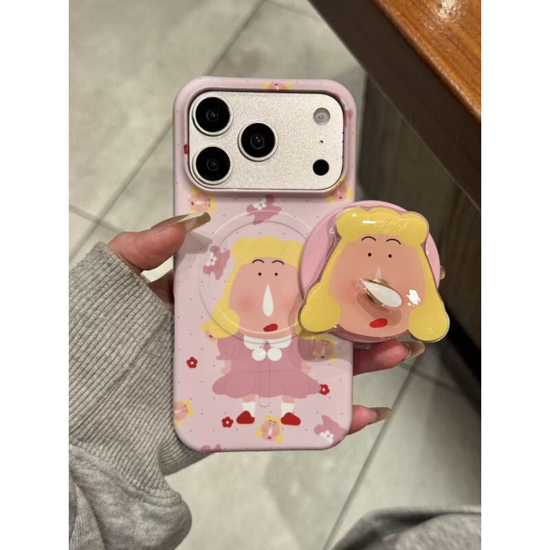 搞怪可爱粉裙黄发鼻涕转转阿呆适用于iphone17promax苹果16手机壳